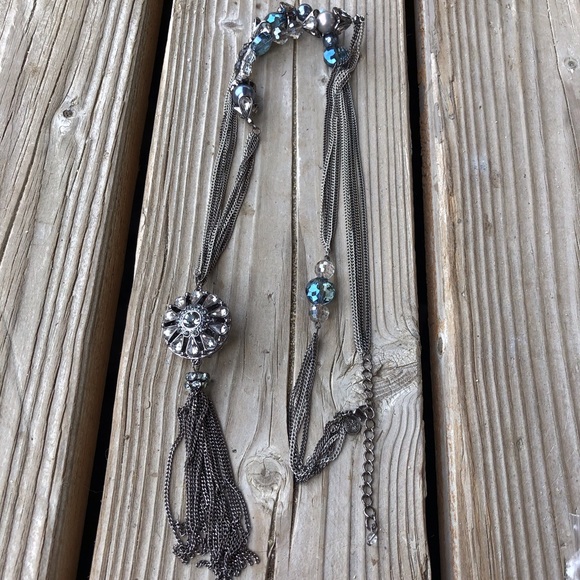 Premier Designs Jewelry - Premier Designs Silver Crystal Tassel Necklace!